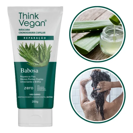 Mascara Cronograma Capilar Vegano Babosa Reparação Umectante