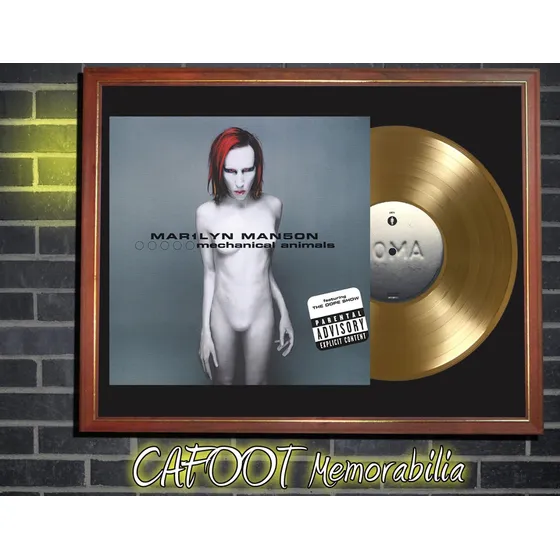 Marilyn Manson Mechanical Animals Lp Y Disco Oro En Cuadro