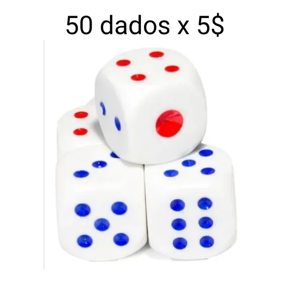 Dado Para Juegos De Mesa, Puntos Azul Y Rojo, 50 Unidades 