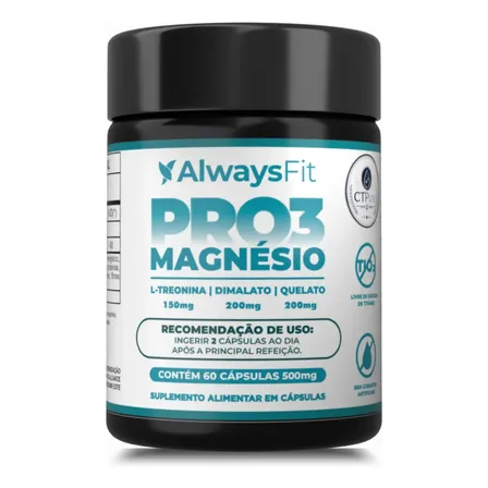 Pro3magnésio Always Fit | L-treonina, Quelato E Dimalato | 60 Cápsulas