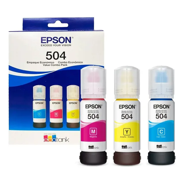 Pack 3 Botellas Tinta Epson Original T504 L4150 L4160 L4260