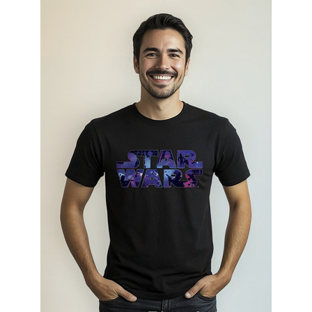 Playera Hombre Star Wars Logo 90s Retro Algodon Oficial Playera Hombre Star Wars Logo 90s Retro Algodon Oficial