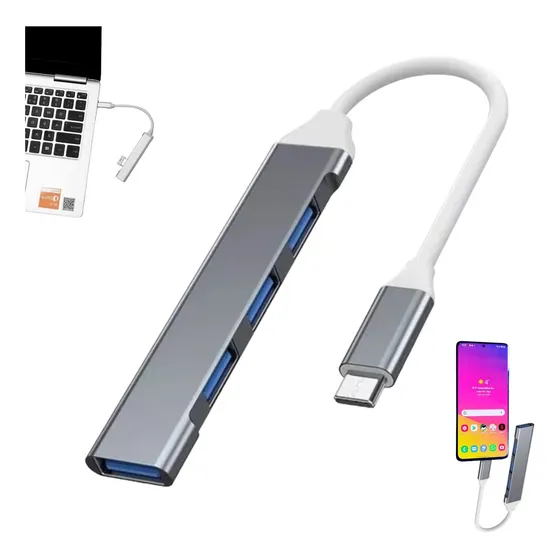 Hub Adaptador Multipuerto Tipo C Usb Carga Y Datos 4 Puertos