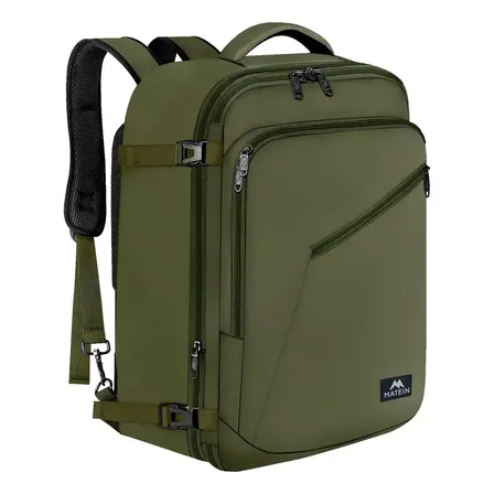 Mochila De Viagem 40l Grande Expansível Impermeável Antifurto Masculina E Feminina, Mochila Executiva Escolar Moderna Item Pessoal De 10kg Aprovado Para Aviões, Matein 1159 Cor Verde Verde-musgo Liso