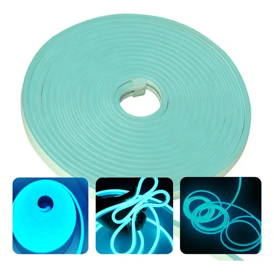 Fita Led Luz Neon 5mts Super Brilhosa Prova Dágua Laranja Luz Azul Piscina