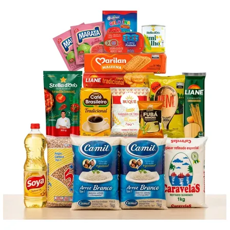 Cesta Básica De Alimentos Doação Mensal Qualidade Completa Caridade Grande Variedade De Itens Natal