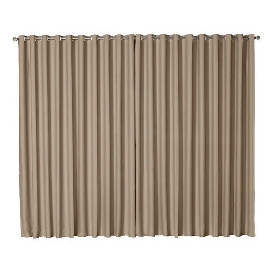 Cortina Com Blecaute Para Sala 4,00 X 2,00 Tecido Corta Luz Cor Avelã