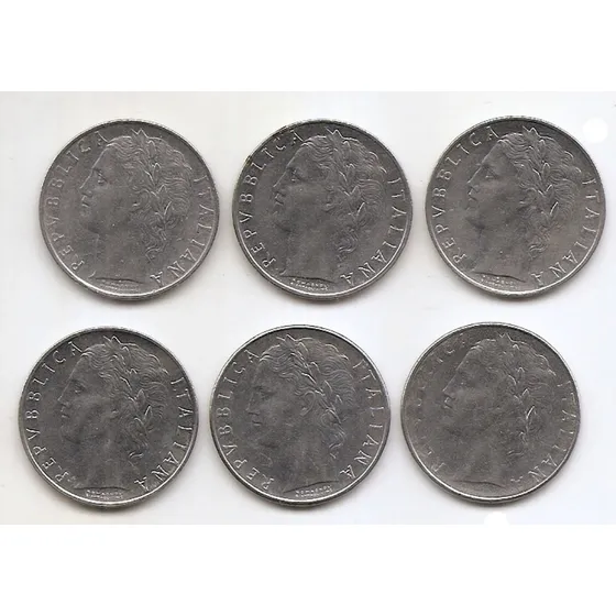 Monedas Italia 100 Liras Año 1956/66/74/75/76/78 R Km#96.1 