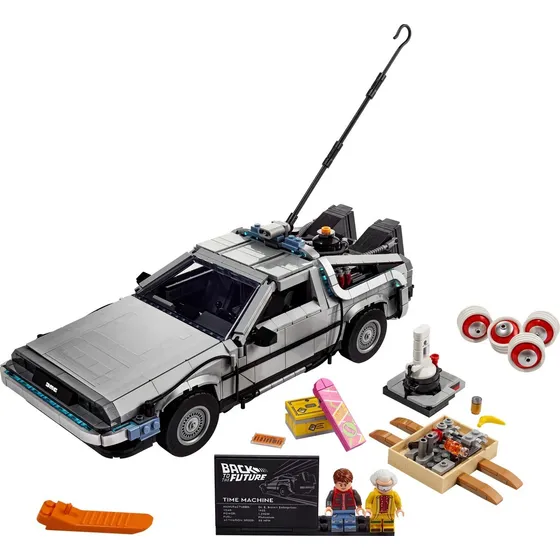 LEGO® Icons: Máquina del Tiempo de Volver al Futuro 10300; incluye minifuras de Doc y Marty McFly; construye 1 de las 3 versiones de las diferentes épocas