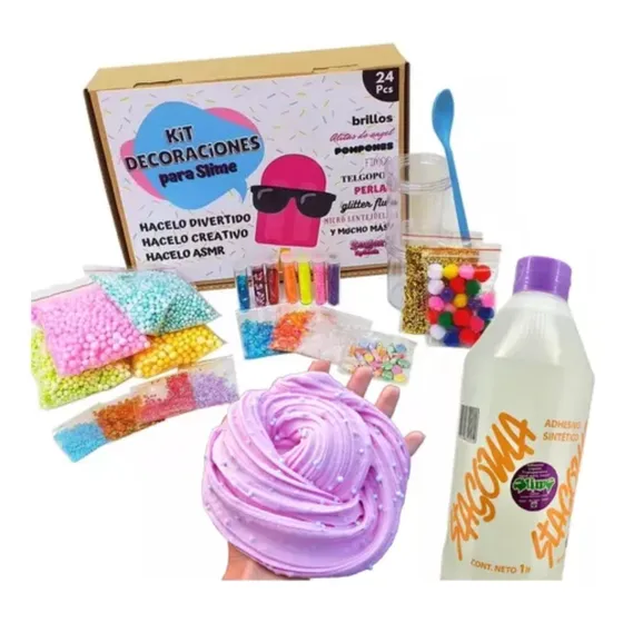 Kit Slime Deco X 24 + 1 Kg Adhesivo + Receta + Activador