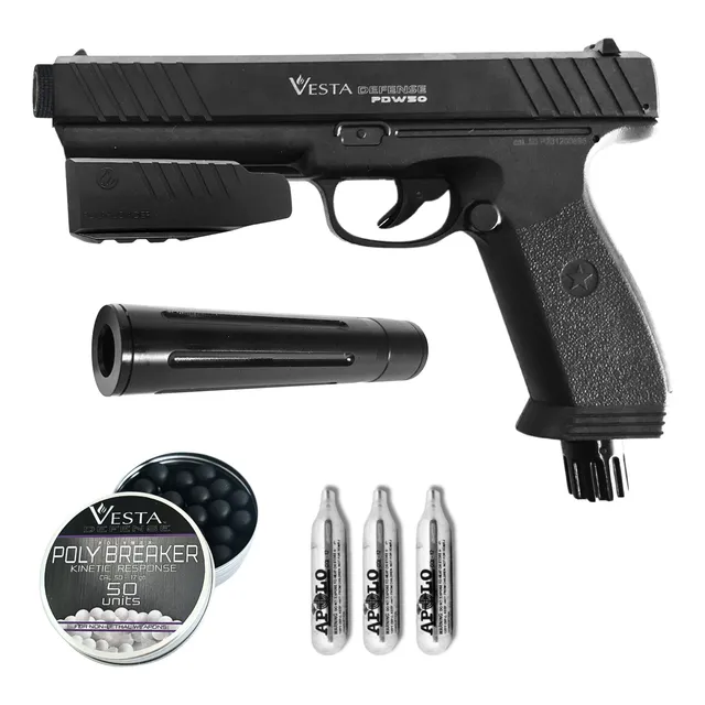 Pistola Disuasiva Co2 Vesta Pdw.50 Potenciada Flashloader