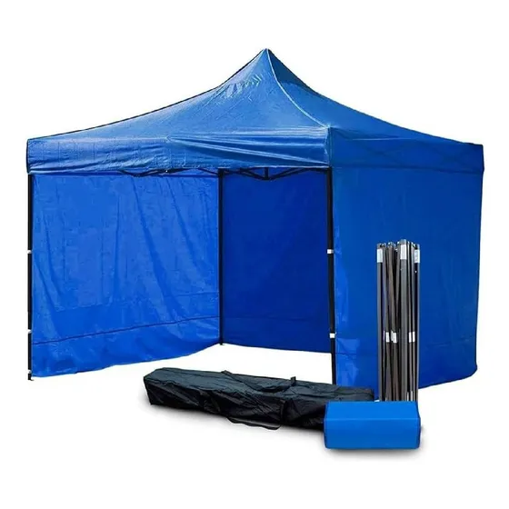 Gazebo Reforzado Toldo Carpa Con Pared  3x3mt Azul