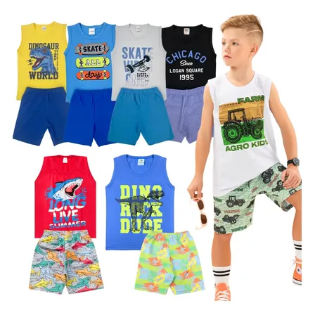 Kit 6 Peças Conjunto Regata Infantil Verão - 3 Conjuntos
