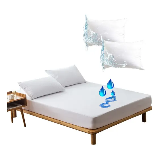 Forro Protector Plástico Antifluidos Cama Doble Con Funda