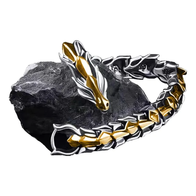  Pulsera Dragón De Hombre Brazalete  Acero Inox 