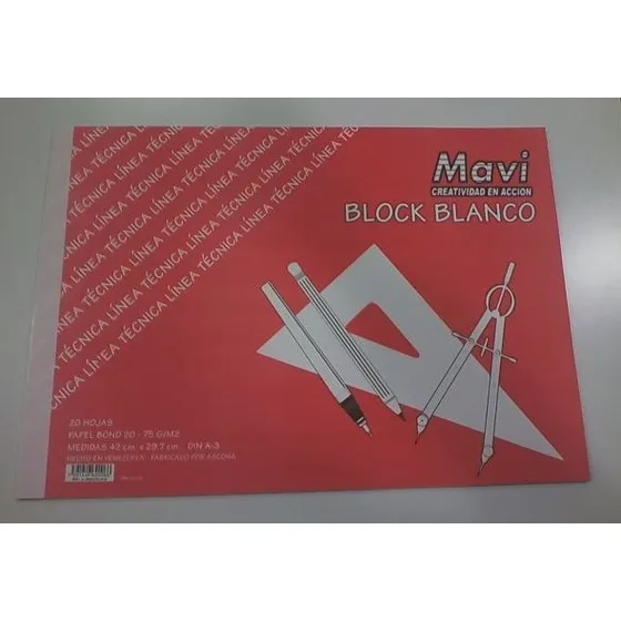 Block Blanco 20 Hojas Mavi Din A-3, Nuevos