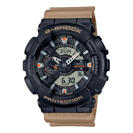 Reloj Hombre Casio Ga-110tu-1a5dr G-shock Correa Beige Bisel Negro Fondo Negro