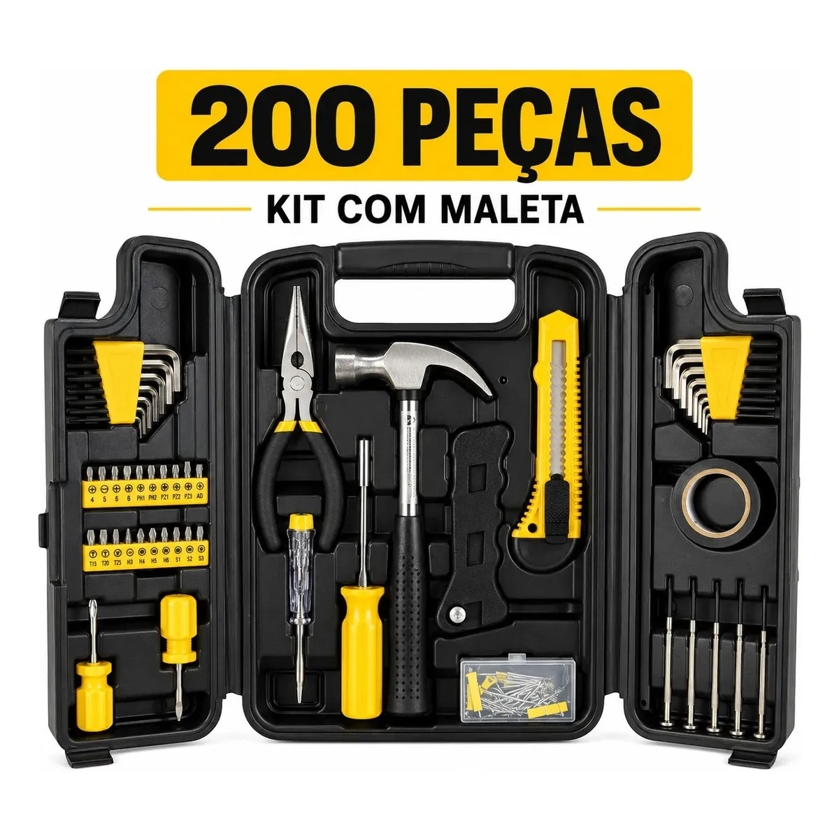Kit 200 pecas ferramentas com maleta