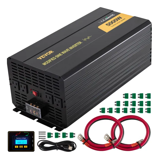 Vevor Inversor De Corriente Coche Portátil 5kw-12-120 Negro
