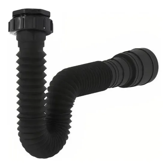 Delflex Sifão Universal Sanfonado 70x4cm preto de plástico