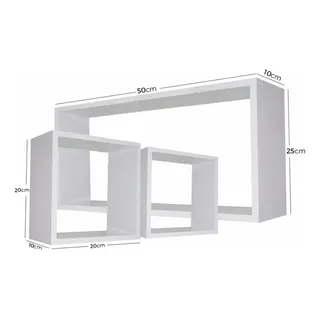 Decorações Kit 3 Nichos de Parede em MDF Branco para Sala e Quarto