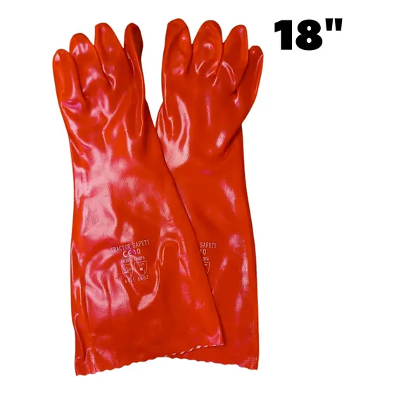 Guantes De Pvc Rojo Para Acidos Y Quimicos 18 Pulgadas