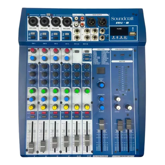Mesa Soundcraft 8 Canais Mi-8