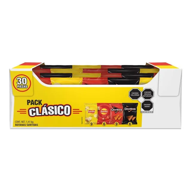 Surtido Botanas Papas Sabritas Doritos Pack Clásico 30 Pzas