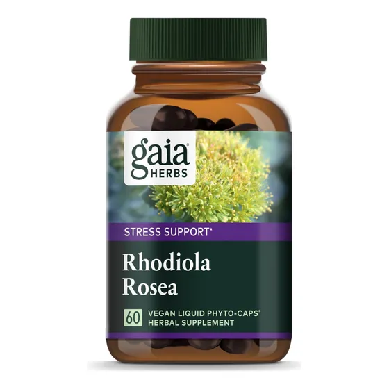 Suplemento Gaia Herbs Rhodiola Rosea Stress Support 60 Cápsu