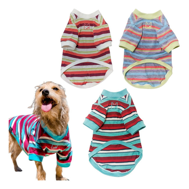 Roupa Pet Roupinha Inverno Camiseta Cachorro Listrada P M G Roupa Pet Roupinha Inverno Camiseta Cachorro Listrada P M G