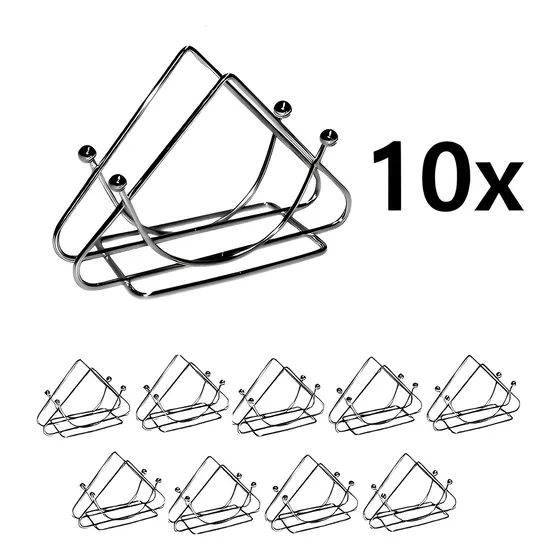 Kit Porta Guardanapo Suporte Inox Mesa Restaurante 10 Peças Cor Prateado Triangular