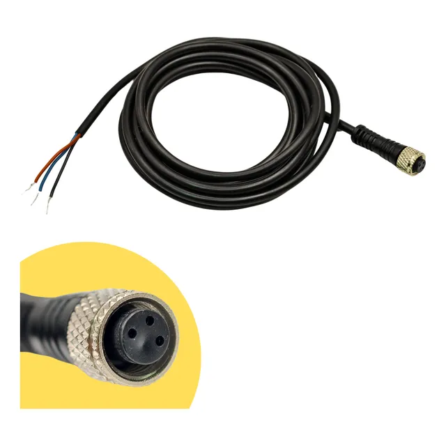 Cabo Conector M8 3 Pinos Fêmea Reto P/ Sensores 3 Fios 2m