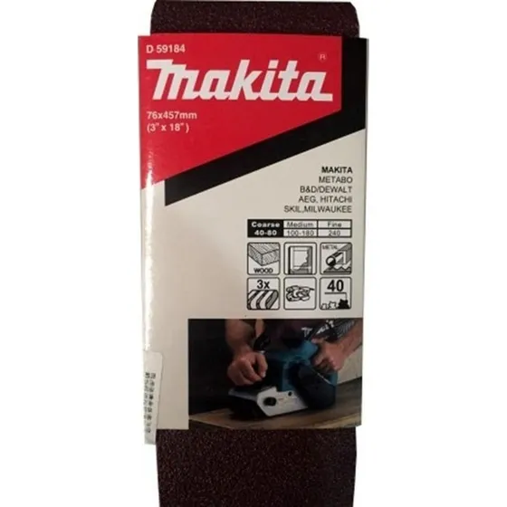Pack 3 Lijas De Banda 3''x18'' (76x457mm) - Makita Cantidad De Granos 120