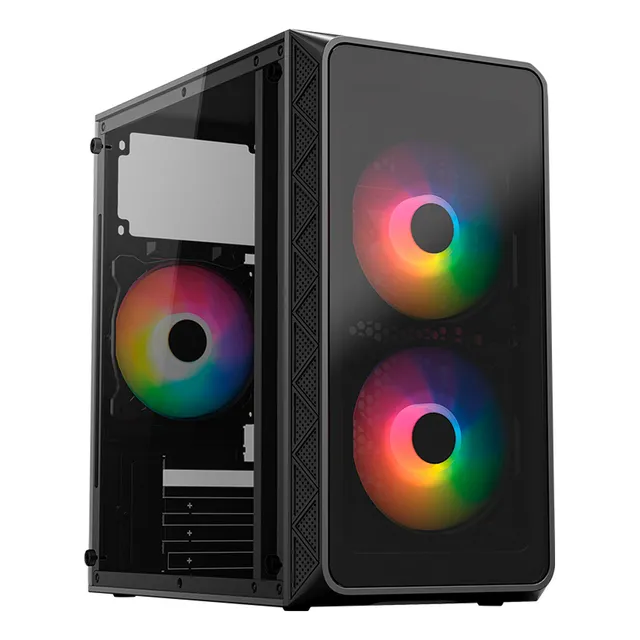 Gabinete Acteck Pro Crystal Gi730 Micro Atx 3 Fan 600w Negro