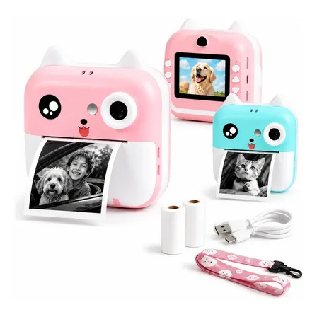 Câmera Infantil Instantânea Full Hd Fotos Jogos Divertidos Rosa