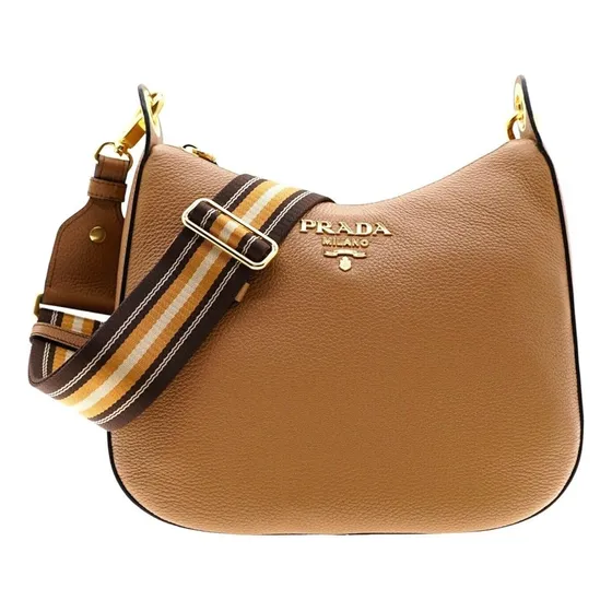 Bandolera De Marron Con Correa De Rayas Medianas Para Mujer