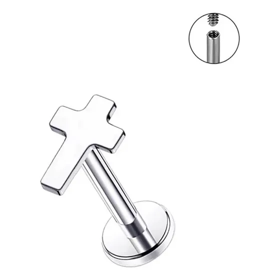 Piercing Labret Cruz Lbcrac Acero Quirurgico 316l 1un