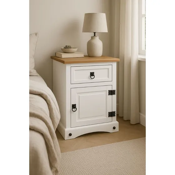 Mesa De Luz - Noche - Madera Rustica - Dormitorio - Lcm
