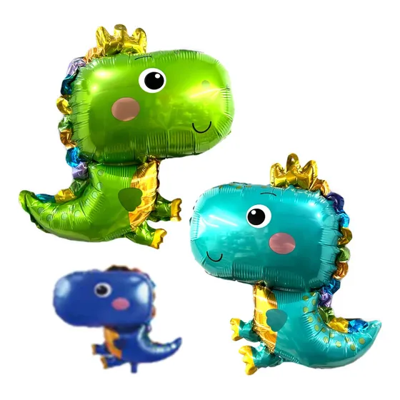 Pack 3 Globos Dinosaurio Dino Bebe Metalizado 75cm Grandes