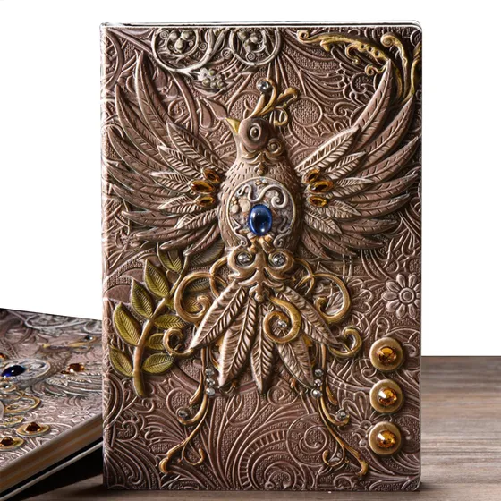 Cuaderno De Escritura Tipo Diario De Piel Repujada, Antiguo,