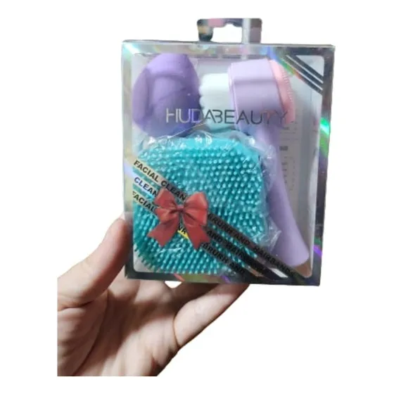 Kit Esponja Corporal De Silicona Y Facial De Limpieza Y Base