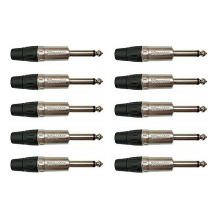 Kit 10 Plug P10 Mono 6,3mm 1/4 Nickel Plt Ts L Bk In Wc 1112 Kit 10 Plug P10 Mono 6,3mm 1/4 Nickel Plt Ts L Bk In Wc 1112