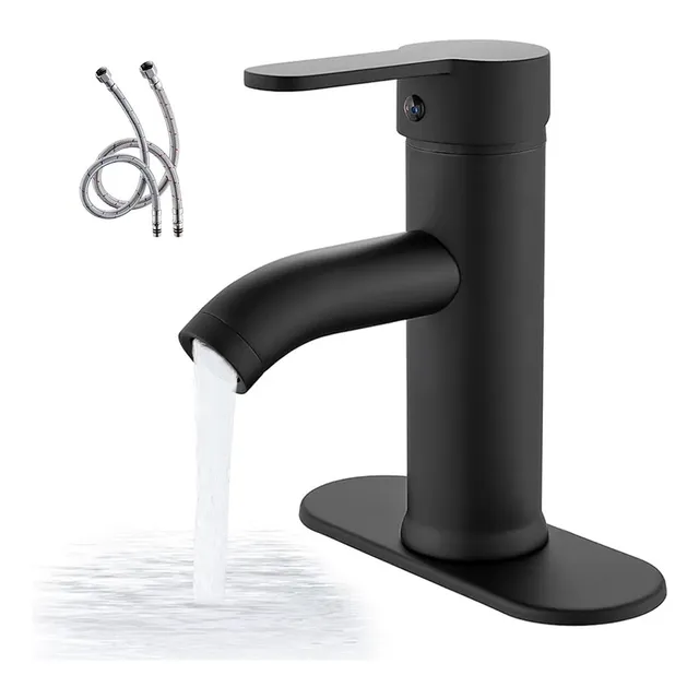Lavabo Grifo Baño Llave Monomando Fregadero Inoxidable Acabado Mate Color Negro