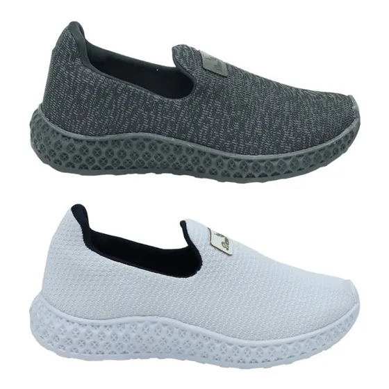Kit 02 Pares Tenis Feminino Calce Facil Slip On Confort Top