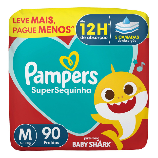 Fralda Descartável Pampers Supersequinha, Tamanho M 90 Unidades Fralda Descartável Pampers Supersequinha, Tamanho M 90 Unidades