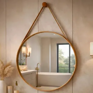 Mega Forte Iluminação Espelho Para Banheiro Decorativo Redondo C/ Alç
