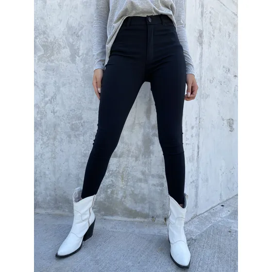 Pantalon Bengalina Mujer Negro Liso Vestir Marca Loca