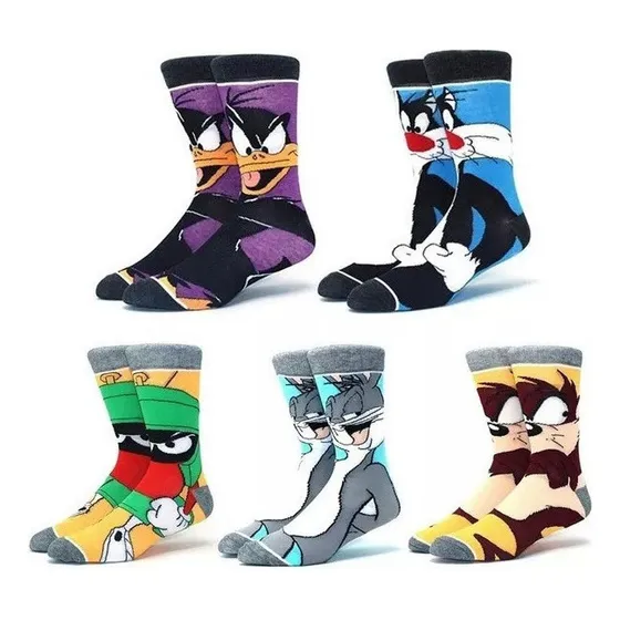 5 Pares De Medias Largos De Algodón Con Dibujos Animados