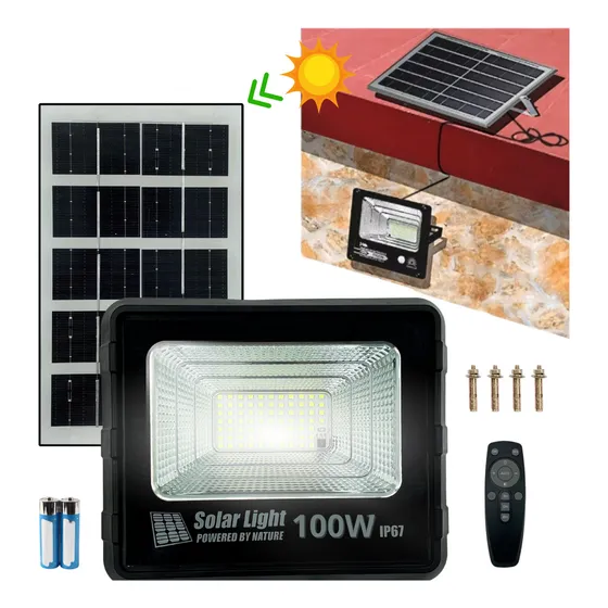 Reflector Luz Led Solar 100w Ip67 Exteriores Alta Potencia Ultra Brillante Luz Blanca