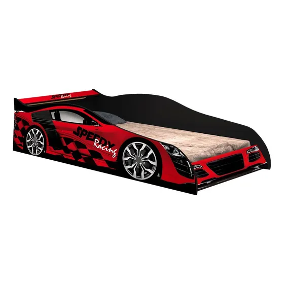 Cama Auto Para Niños 1 Plaza Infantil Diseño Moderno Formula Color Rojo